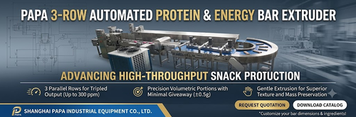 Últimos blogs de la empresa sobre Máquina de barra de energía automatizada de 3 filas: Avanzar la extrusión de alto rendimiento en la fabricación moderna de alimentos