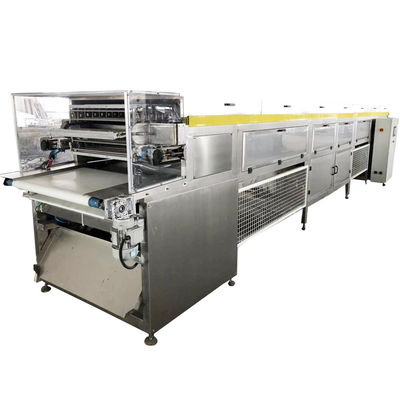 Buen precio Máquina de Recubrimiento de Chocolate para Galletas Pocky 1300 kg/h Decoración de Frutos Secos Enfriamiento por Aire en línea
