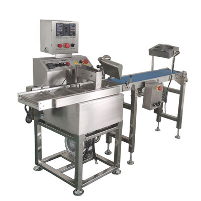 Buen precio Máquina de enrober de chocolate pequeño de 8 kg 1M Sistema de ventilador de enfriamiento con cinta transportadora en línea