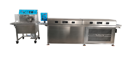Buen precio Máquina Enrobadora de Plátanos Congelados Bañados en Chocolate Línea de Recubrimiento Continua de Acero Inoxidable 304 En línea